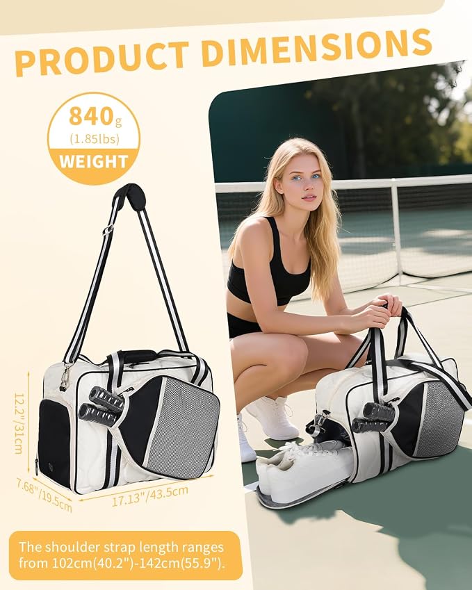Jetviivid Pickleball Bag for Women with Paddle Pocket-Fits 2 Paddles, Puffer Pickleball Tote with Shoe Compartment & Fence Hook