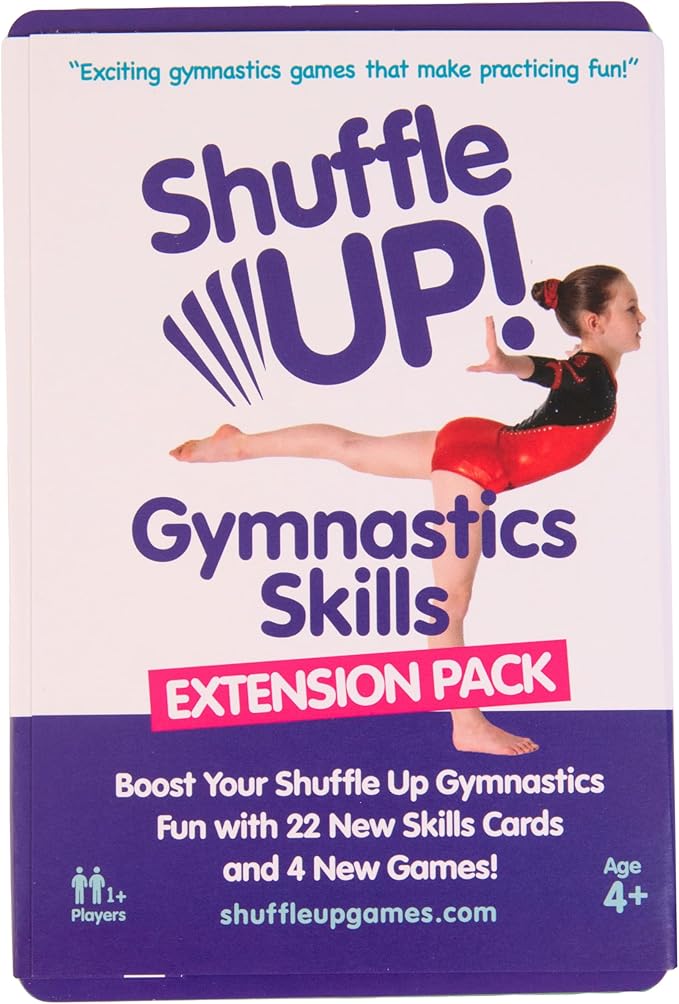 Shuffle Up Gymnastics Games Skills Pack 22 Skills Cards Gymnastics Equipment for Kids at Home Gymnastic Gifts for Girls, Fitness and Tumbling Accessories, Cheerleader, Outdoor Family Games Ages 8-12