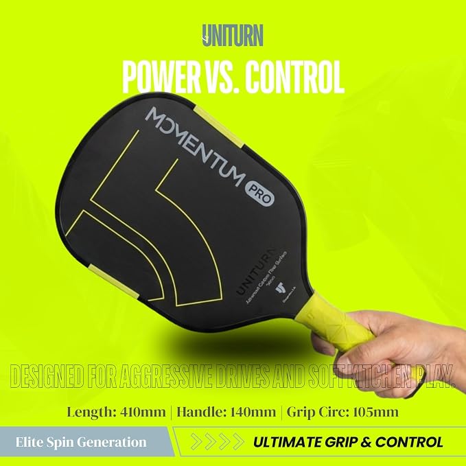 Pickleball Paddle – T700 Raw Carbon Fiber, Silicone Grip | Momentum PRO 16mm Control Core, Hyperfoam Edge