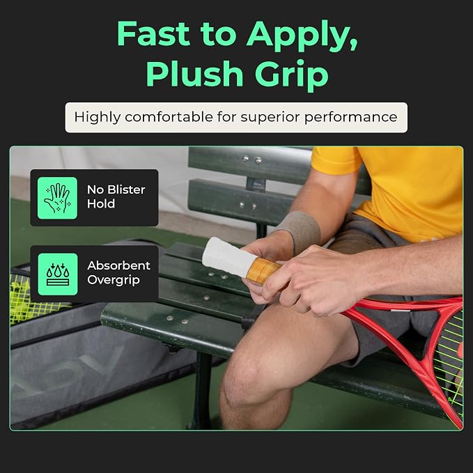 ADV Dry Tennis Overgrip Tape - 3, 6, 12, 30, 60 Pack - FeltTac Tennis Racket Grip Tape - Ultra Absorbent Tennis Grip Tape - Comfort Tennis Racket Grips - Tennis Grips Overgrip