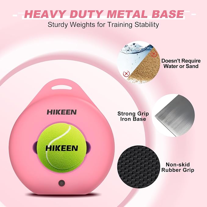 Hikeen Premium Tennis Trainer Rebound with Metal Base,Portable Solo Tennis Trainer Set with 3 Highly Elastic String Balls,Tennis Practice Equipment for Adult Kids an Beginners