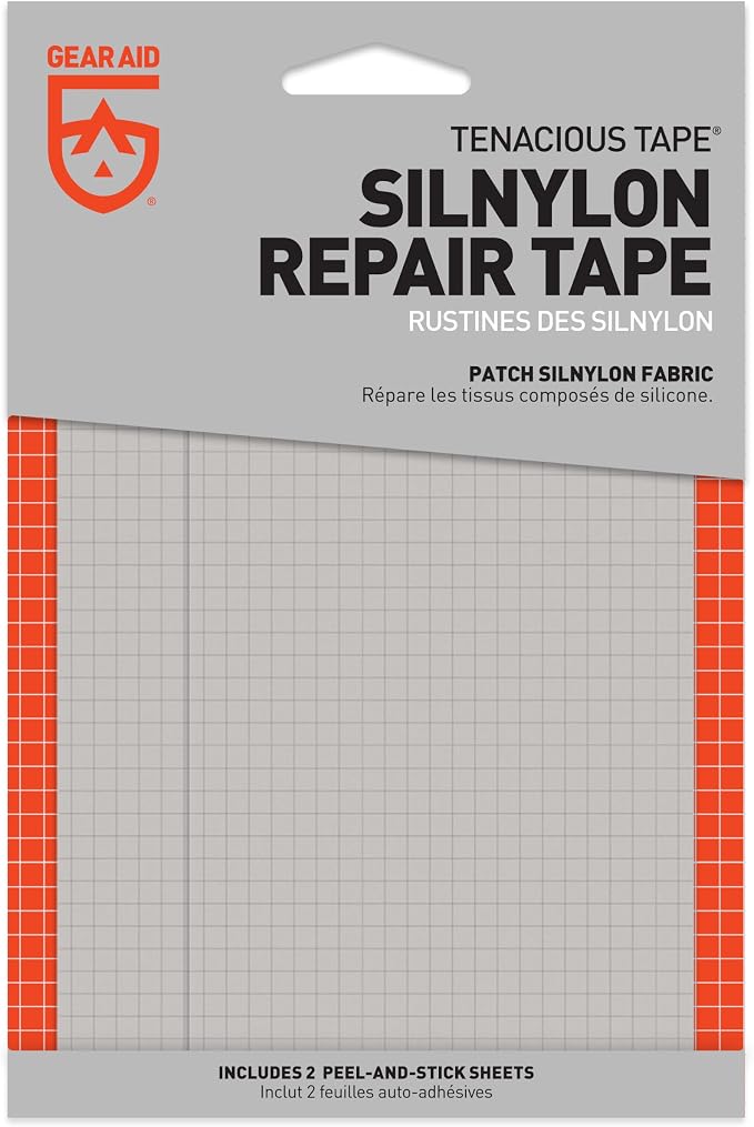 GEAR AID Tenacious Tape Silnylon Patches for Silicone Tent and Tarp Repair, 3”x5”