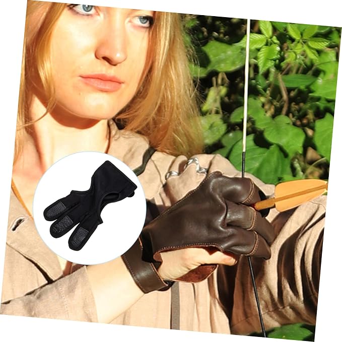 HANABASS 2pcs Archery Finger Stall Two Fingers Glove Wear-Resistant Archery Equipment Gloves