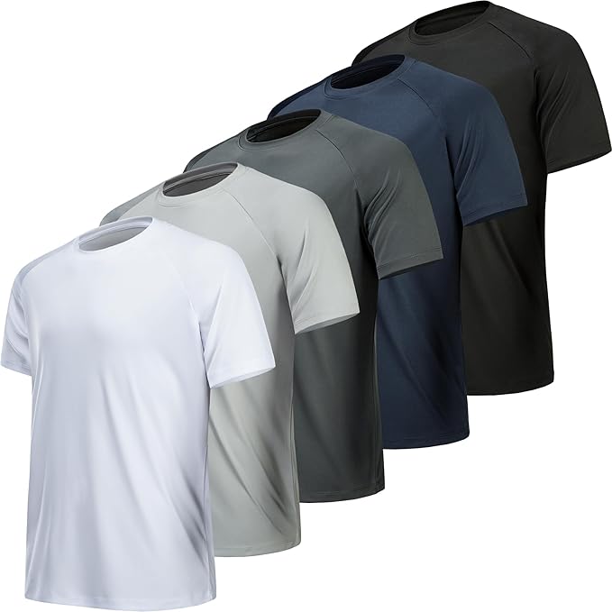 MLYENX 7 Pack Workout Shirts for Men Quick Dry Moisture Wicking Mens Gym Shirts Athletic T-Shirts