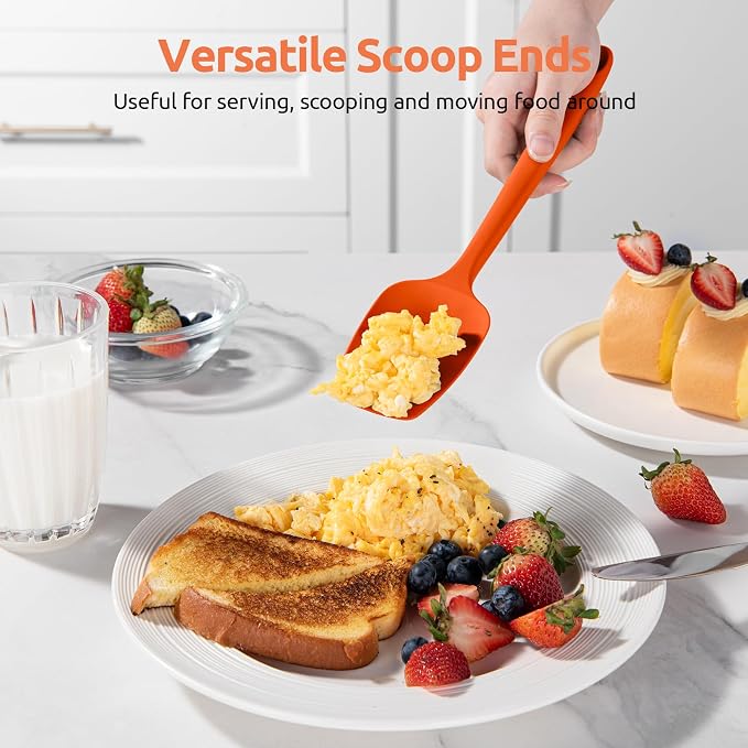 High Heat Resistant Silicone Spatulas: U-Taste 480ºF Hot Proof Food Grade Flexible Silicon Baking Scraper, Food Grade Rubber Kitchen Cooking Mixing Utensils for Nonstick Cookware Set of 4 (Orange)