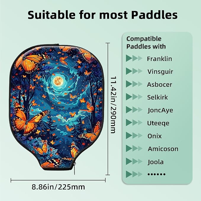 Pickleball Paddle Cover- Premium Water-Resistant Racket Sleeves with Reinforced Zippers, Universal Fit for USAPA Standard Paddles, Extra Padding Protection 6