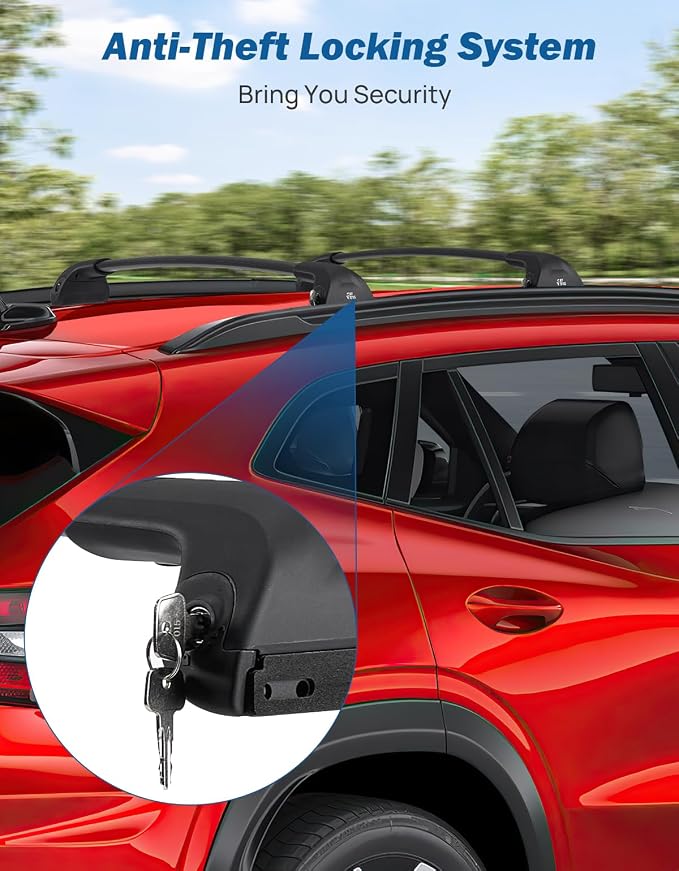 JOYTUTUS 300LBS Lockable Roof Rack Cross Bars Compatible with Chevy Chevrolet Trax 2023-2026, Heavy Duty Anti-Theft Aluminum Crossbars for Rooftop Cargo Carrier Luggage Kayak Canoe Ski Snowboard