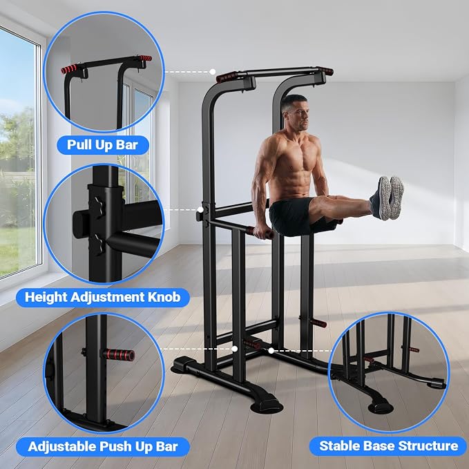YYJO Pull Up Bar Dip Bar Power Tower Free Standing Home Gym Workout Equipment 450 LBS Weight Capacity
