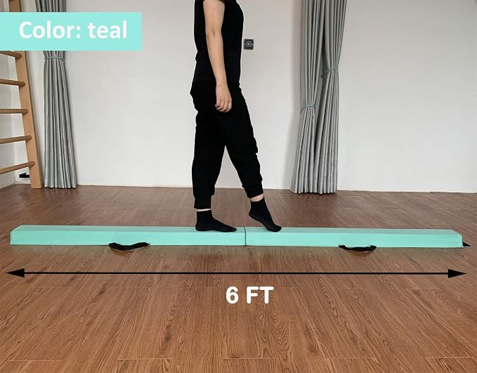 MARFULA 6 FT / 8 FT / 9 FT Folding Gymnastics Beam Foam Balance Floor Beam - Extra Firm - Suede Cover - Anti Slip Bottom with Carry Bag for Kids/Adults Home Use
