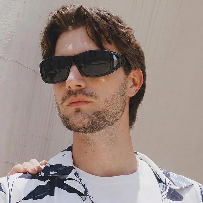 LVIOE Over Glasses Sunglasses Wrap Around Polarized Sunglasses for Men Women Fit Over Prescription Glasses with UV Protection