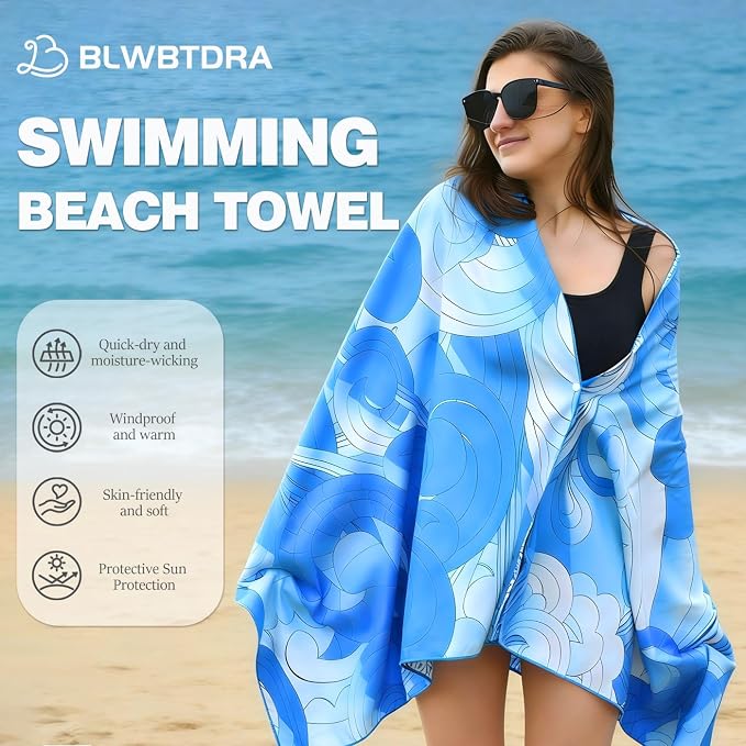 2 Pack Microfiber Beach Towel 71"x32" Quick Dry Sand Free and Absorbent Suitable for Beach Swimming Pool Vacation Travel and Camping