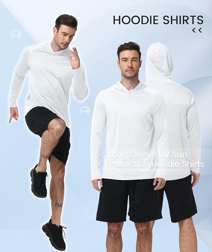 ZITY 3 Pack Men's UPF 50+ Sun Protection Hoodie Shirt Long Sleeve Shirt Fishing Shirts for Men Lightweight Rash Guard