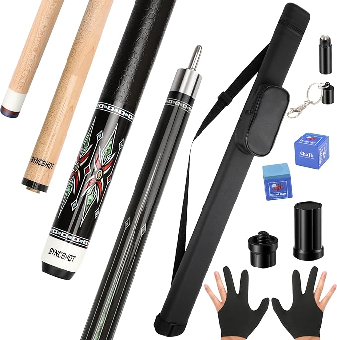 Professional Pool Cue Stick with Hard Case, 58" Canadian Maple Billiard Cue & 12.5mm Multi-Layer Rainbow Tip, Pool Cue Set with 3 Accessories, 19/20/21oz Billiard Stick (Selectable)