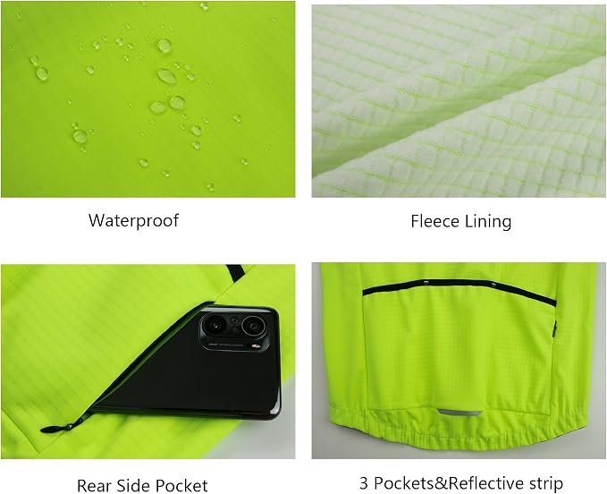Men's Thermal Fleece Cycling Vest Windproof Waterproof Outerwear Cycling Jersey Bike Gilet Sleeveless Bicycle Jacket