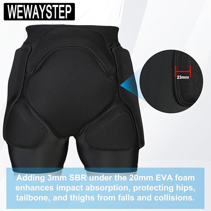 3D Protection Padded Shorts, Hip Butt Tailbone Crash Pad Pants, Impact Protective Gear for Figure Skating Snowboarding Ski Roller Skateboard