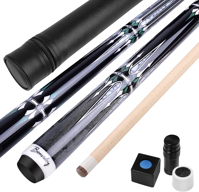 Pool Cue Kit - Stained Maple 58 Inch Pool Stick with Hard Case and Accessories for Billiards Enthusiasts