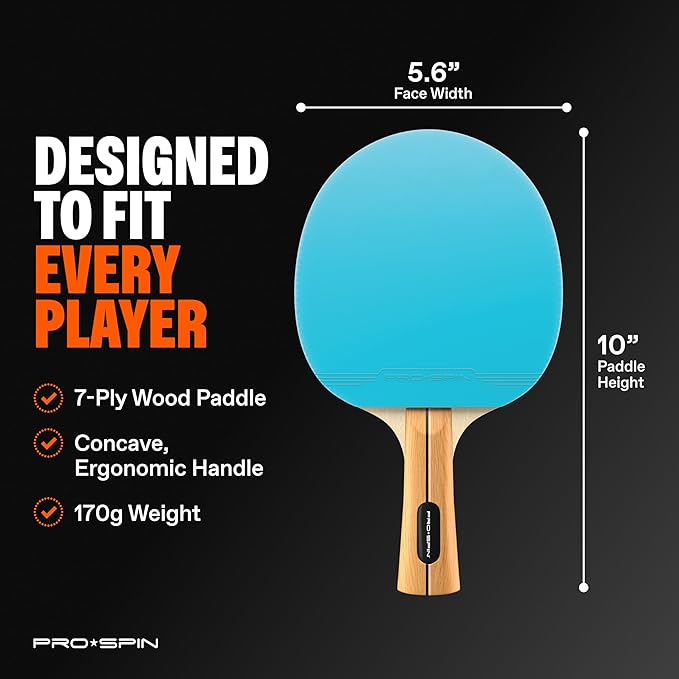 PRO-SPIN Ping Pong Paddles - High-Performance Set with Premium Table Tennis Rackets, 3-Star Ping Pong Balls, Compact Storage Case | Professional Quality Ping Pong Paddle Set | Indoor & Outdoor Games