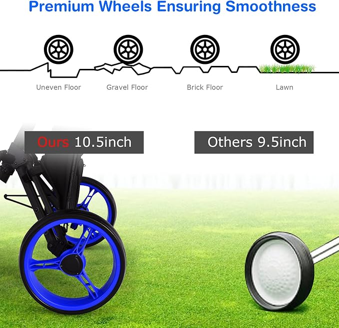 GYMAX Foldable 3-Wheel Height Adjustable Lightweight Golf Caddy Cart with Umbrella Holder, Hydraulic Seat, Storage Bag & Cup Holder