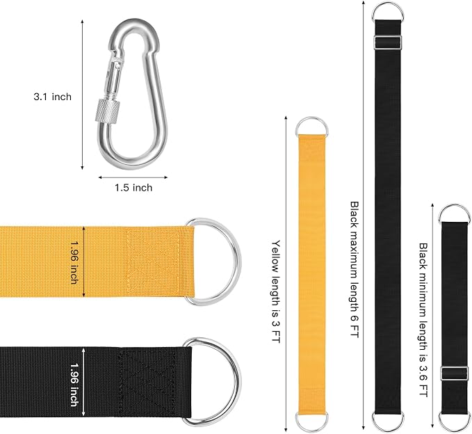 Adjustable Tree Swing Straps Hanging Kit (Set of 4) Hammock Straps for Trees - Great for Hammock Tree Straps and Tree Straps for Swing, Adjustable 6FT Supports 2000 lbs