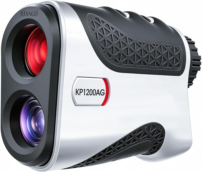 JUANGU Golf Rangefinder with Slope, 1200 Yards, 7X Magnification, 328 Yards Flag Pole Locking, High Precision Fast Focus Golf Distance Finder for Men Golfers Gifts Black&Grey