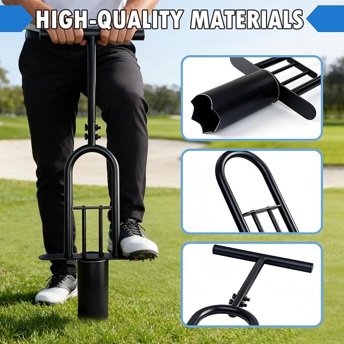 Golf Hole Cutter, 4" & 6" Golf Hole Digger Tool with Detachable Handle, Portable Metal Cup Cutter Set Professional Golf Practice Accessories for Backyard, Lawn, Putting Green & Outdoor Gardening