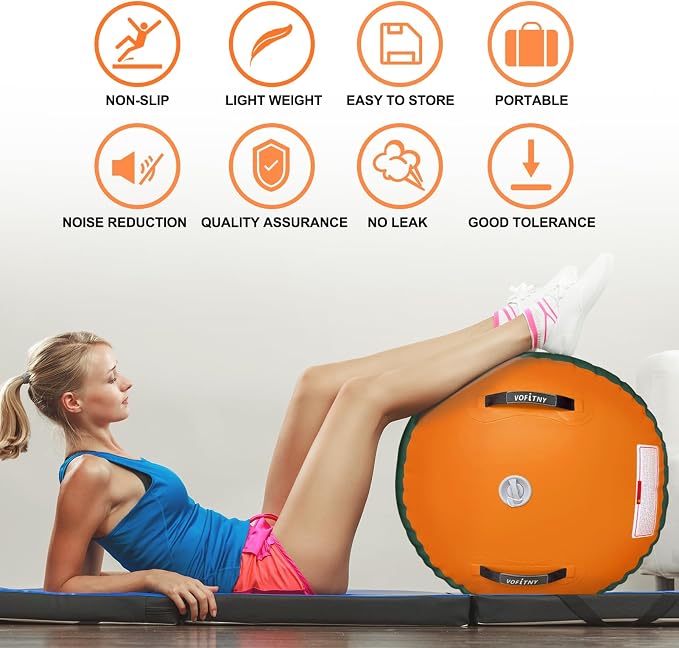 VOFiTNY Gymnastics Tumbling Equipment Air Barrel Inflatable Octagon Tumbler Roller Back-bend Trainer Cheerleading Without Pump