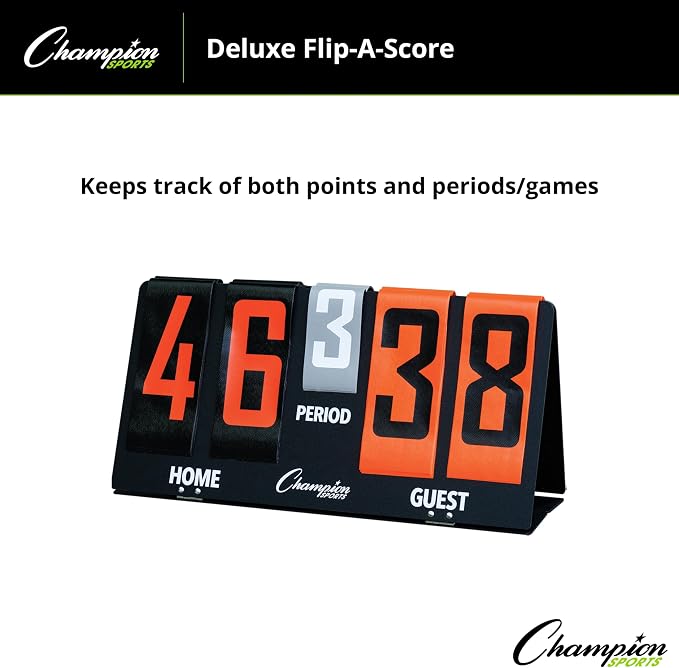 Champion Sports Deluxe Flip-A-Score Board/Timer, One Size, Bold Orange