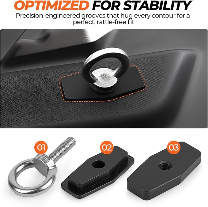 Aluminum ATV UTV Tie Down Anchor Kit Compatible with L-inQ System, Fits Maverick X3, Maverick R, Commander & Defender, Heavy-Duty for Defender Bed Anchor CNC Machined Tool-Free Quick Mount 4pcs