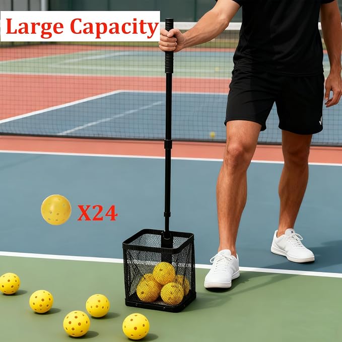 WIGERLON Pickleball Picker Upper,Pickleball Basket for Pickleball Retriever,Pickleball Collector for Coach or Training Pickleball Ball Holder Holds Up to 24 Balls