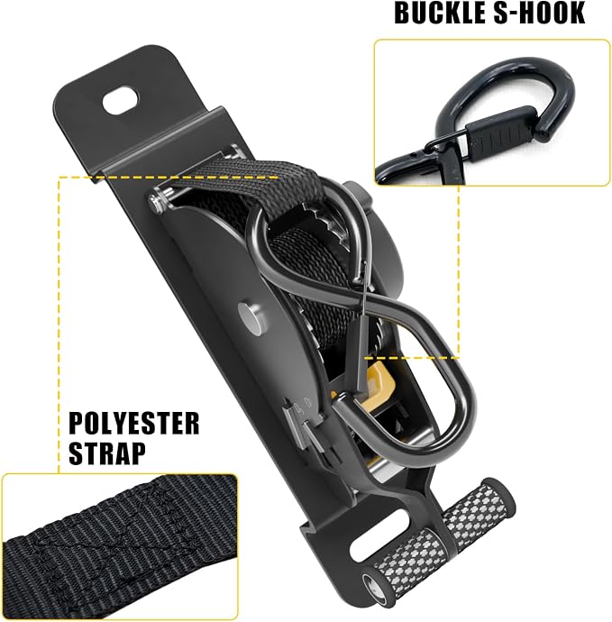 Retractable Ratchet Straps Compatible with 2024 2025 2026 Ford Ranger Retracting Straps 2PCS Auto Retract Securing Strap Tie Down System for Ranger Accessories