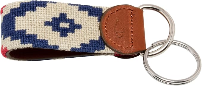 Leather Hand-Stitched Needlepoint Key Fob or Key Chain