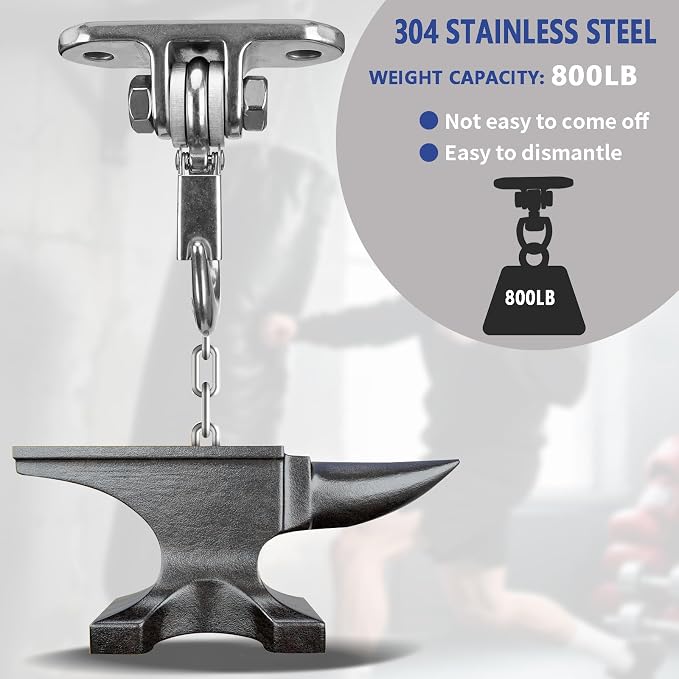 Heavy Duty Swing Hanger Stainless Steel 304 Antirust,800 lb Capacity 180° Silent Swing, Playground Porch Swing Set Indoor Outdoor
