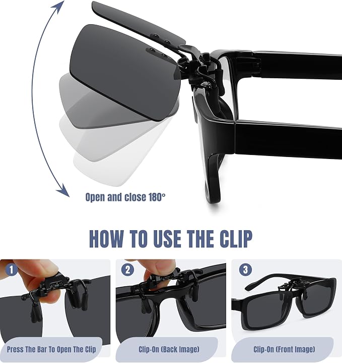 STORYCOAST Clip On Sunglasses for Men Women Polarized Fit Over Prescription Glasses Sports Fishing Driving