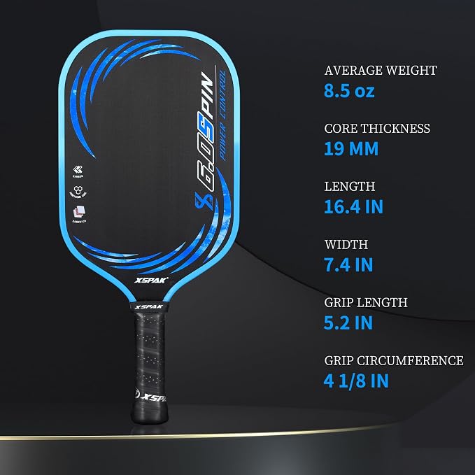 Pickleball Paddle, T700 Carbon Fiber Abrasion-Resistant Surface, 19MM Polypropylene Honeycomb core, USAPA Approved, High Grit,The Sandwich Core System Higher Density Weaving Process