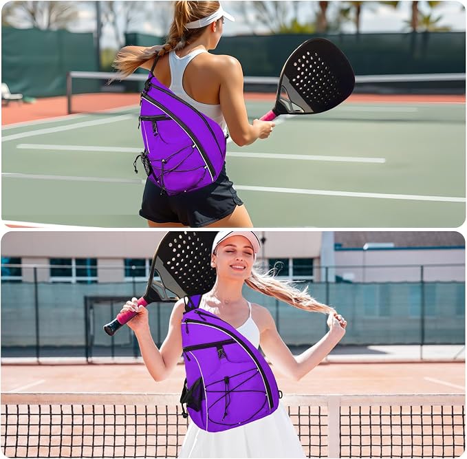WOLT Pickleball Bag,Crossbody Sling Bags for Women Men,Pickleball Backpack with Fence Hook for Tennis, Racketball