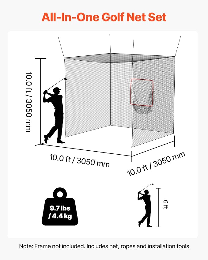 VEVOR Baseball Batting Cage,Professional Softball Baseball Batting Hitting Training Net,Heavy Duty Enclosed PE Practice Portable Pitching Cage Net&Carry Bag,for Backyard,Field,Indoor&Outdoor