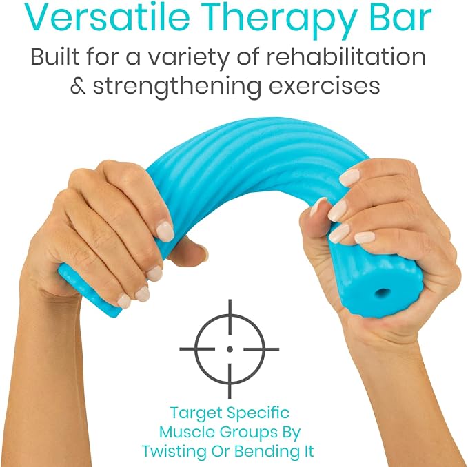Vive Flex Therapy Bar for Tennis Elbow Relief (Light) - Physical Therapy Aid, Improve Tendonitis & Grip Strength - Resistance for Golfers, Hand, Epicondylitis, Equipment - Strengthens Wrist & Forearm