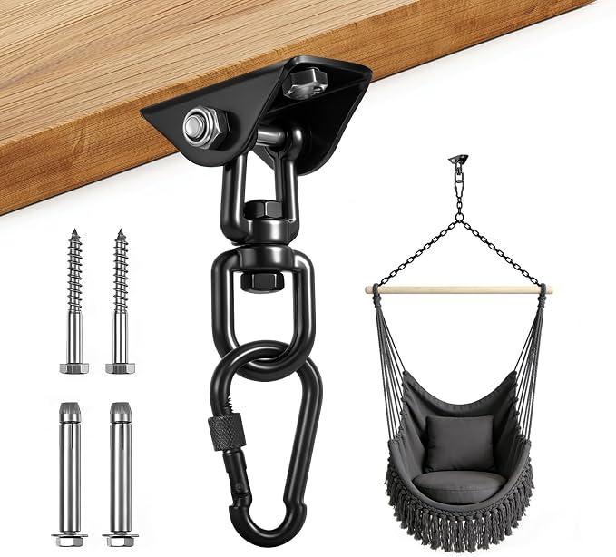 Yose Porch Swing Hanging Kit Heavy Duty 2000lbs Stainless Steel, Easy to Install Swing Hardware with Ceiling Hooks and Hammock Hooks, Complete Swing Set Accessories for Indoor Outdoor Patio Garage