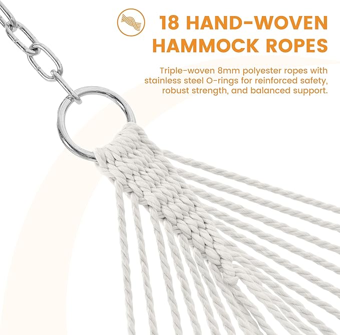 Lazy Daze Hammocks 12 FT Sunbrella Fabric Hammock Non-Fading with Spreader Bars and Free Pillow Fits for 2 Persons, All Weather and Fade Resistant for Patio Yard, 450 lbs Capacity, Cast Pumice