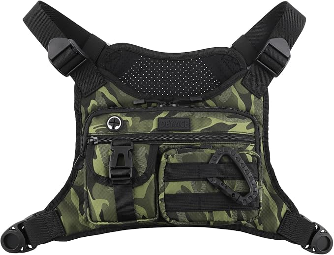 DEYACE Chest Bag For Men, Tactical Inspired Sports Utility Chest Pack, EDC Pouch Bag With Built-In Phone Holder for Workouts, Running, Cycling, Green