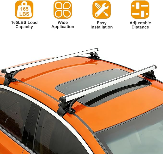 KOCASO 47 in Universal Top Roof Rack Cross Bar Cargo Carrier Aluminum Crossbar Rack w/ 165LBS Capacity Fit for Most Vehicle Wagon Car Without Roof Side Rail