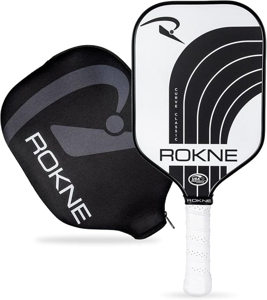 ROKNE Curve Classic Pickleball Paddle | USAPA Approved Fiberglass Pickleball Paddles | Precision Engineering & Comfort | ProGrit Texture for Max Spin & Power | Paddle