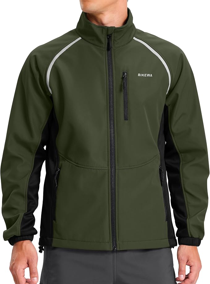 Bikewa Men's Winter Cycling Jackets Thermal Warm Water Resistant Bike Running Windproof Jacket