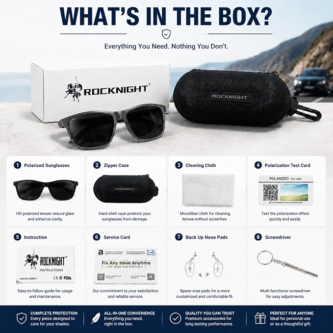 ROCKNIGHT Polarized Driving Sunglasses with Spring Hinges