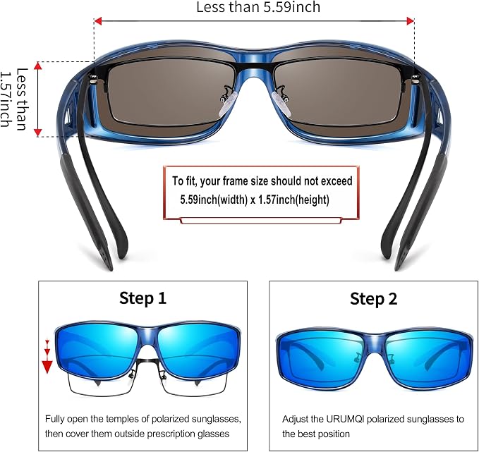 URUMQI Polarized Sunglasses Fit Over Glasses for Men Women, Wraparound Sun Glasses UV400 Protection for Driving Fishing