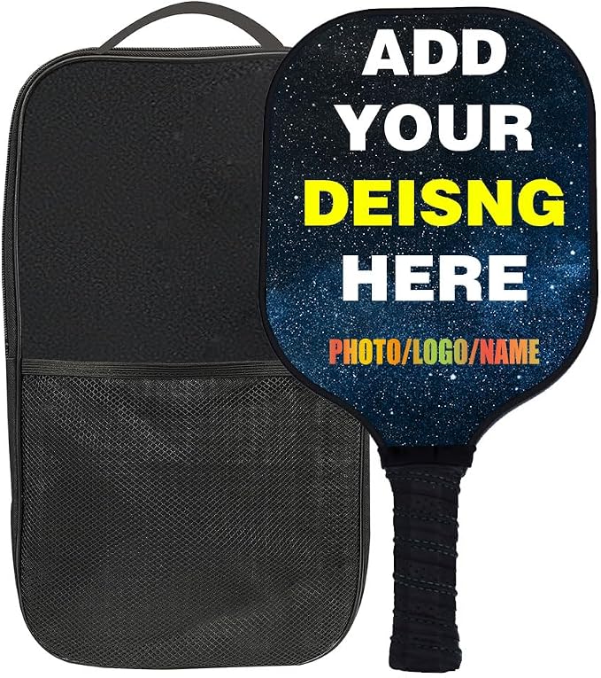 Custom Padded Pickleballs Paddle Cover with Photo Text Logo, Personalized Neoprene Cover Paddles Case Customize Rackets Cover, Fits Most Paddles, 8.5x11.5 Inches