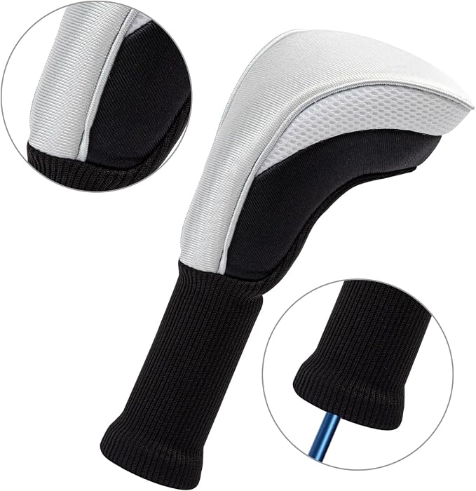 Golf Club Head Covers for Woods 3/4/5/6 Pieces Long Neck Mesh Sports Golf Club Headcovers Set with Interchangeable No. Tags 3 4 5 6 7 X Golf Accessories for Men Women