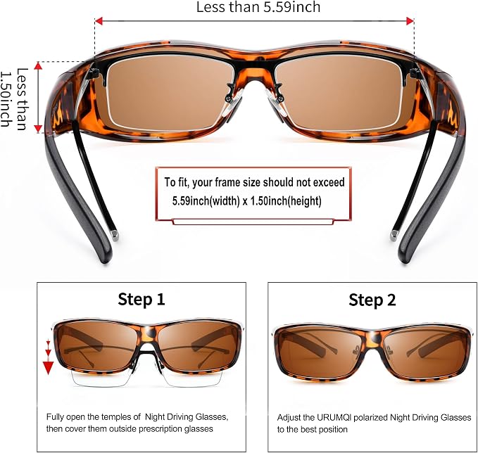 URUMQI Polarized Sunglasses Fit Over Glasses for Men Women, Wraparound Sun Glasses UV400 Protection for Driving Fishing