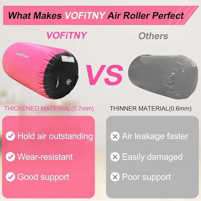 VOFiTNY Inflatable Gymnastics Air mat Tumbling Track with Air Barrel Octagon Mat with Pump for Home/Gym