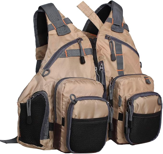 Waxaya Lightweight Fly Fishing Vest with Multi Pockets Adjustable Size Mesh Fishing Backpack for Men and Women